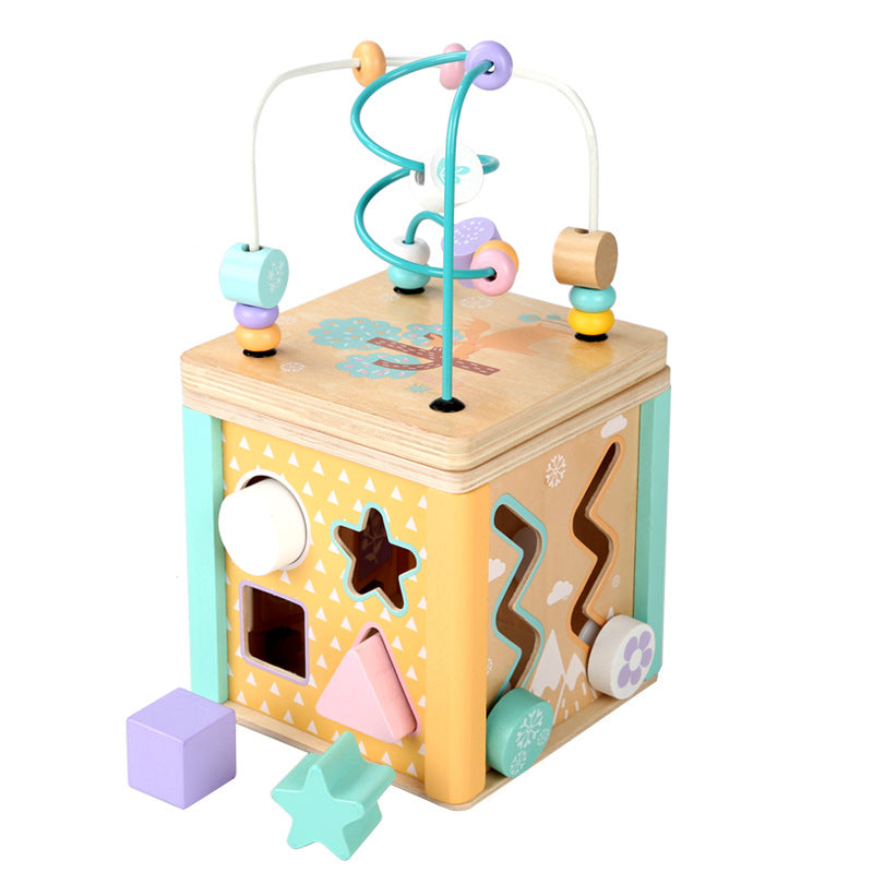 Wooden multifunctional beaded building blocks