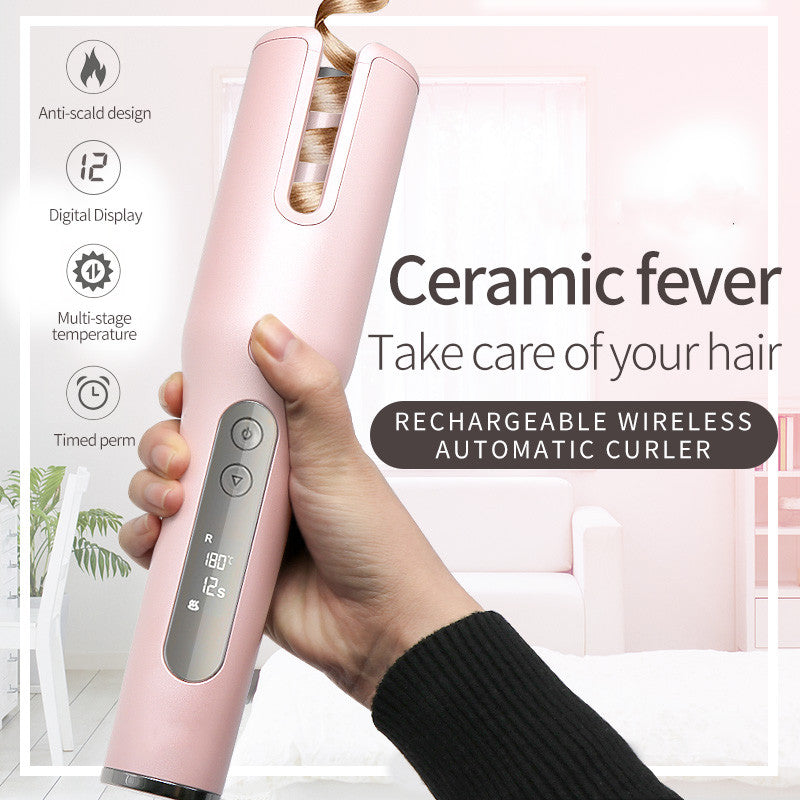 Wireless Automatic Curler USB LCD Screen Ceramic Heating Anti-perm Curler