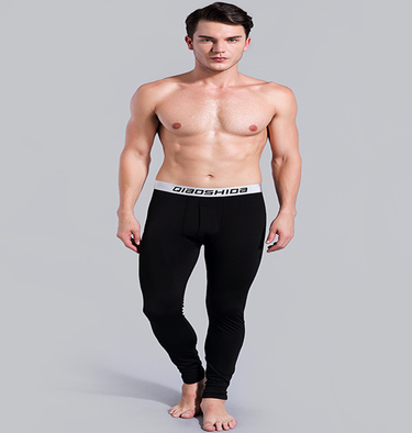 Men's Qiuku single piece youth tight cotton plus velvet leggings Slim student warm pants