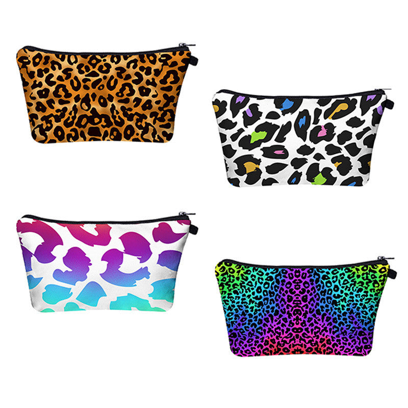 Color Leopard Print 3d Digital Printing Storage Washing Bag Bag Ladies Clutch