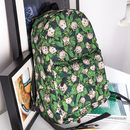 Canvas Summer Travel Backpack Casual Simple Small Monkey Bag