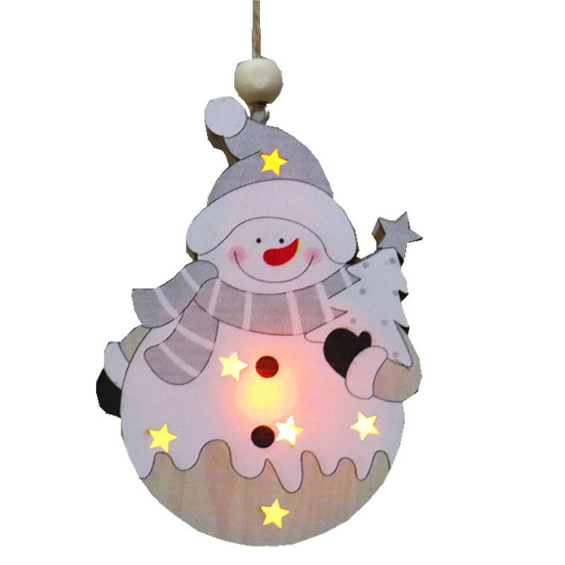 White Nordic Style Christmas Decoration Supplies Christmas Wooden Luminous Pendant