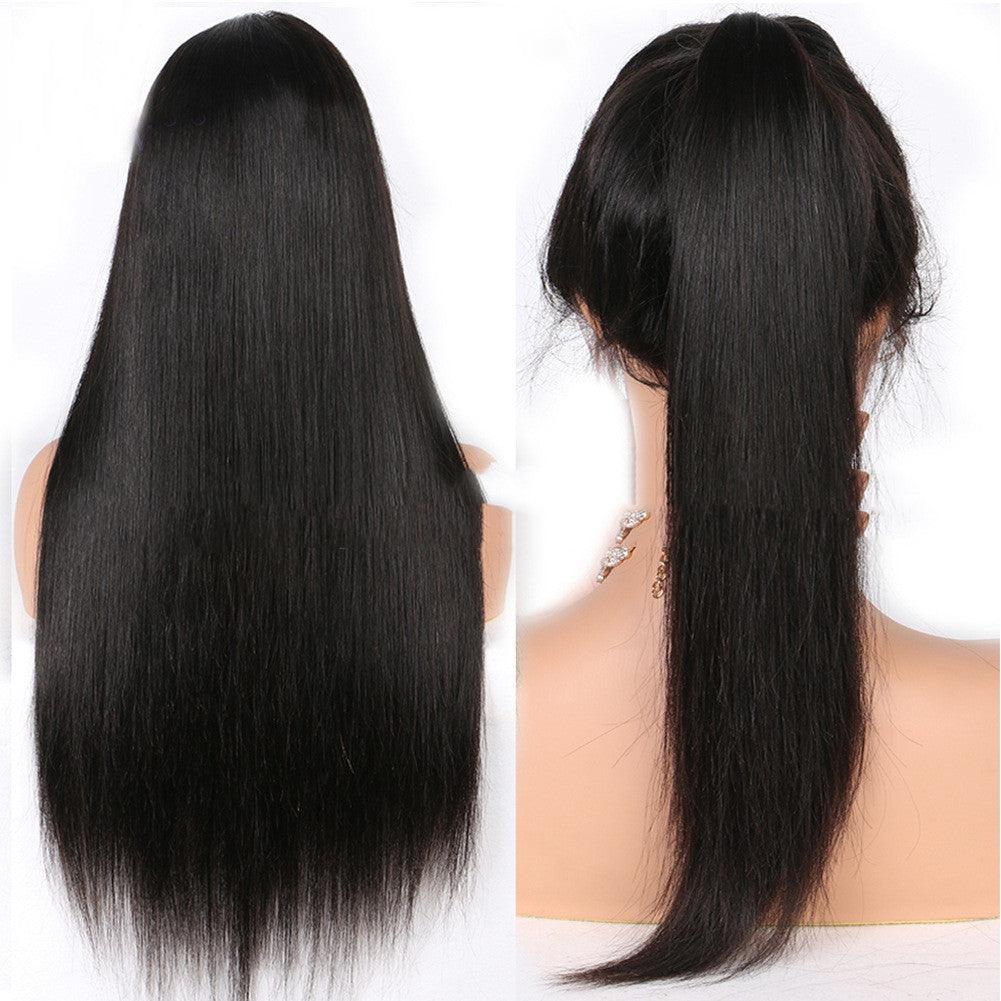 Ladies Mid-length Straight Hair Black Synthetic Front Lace