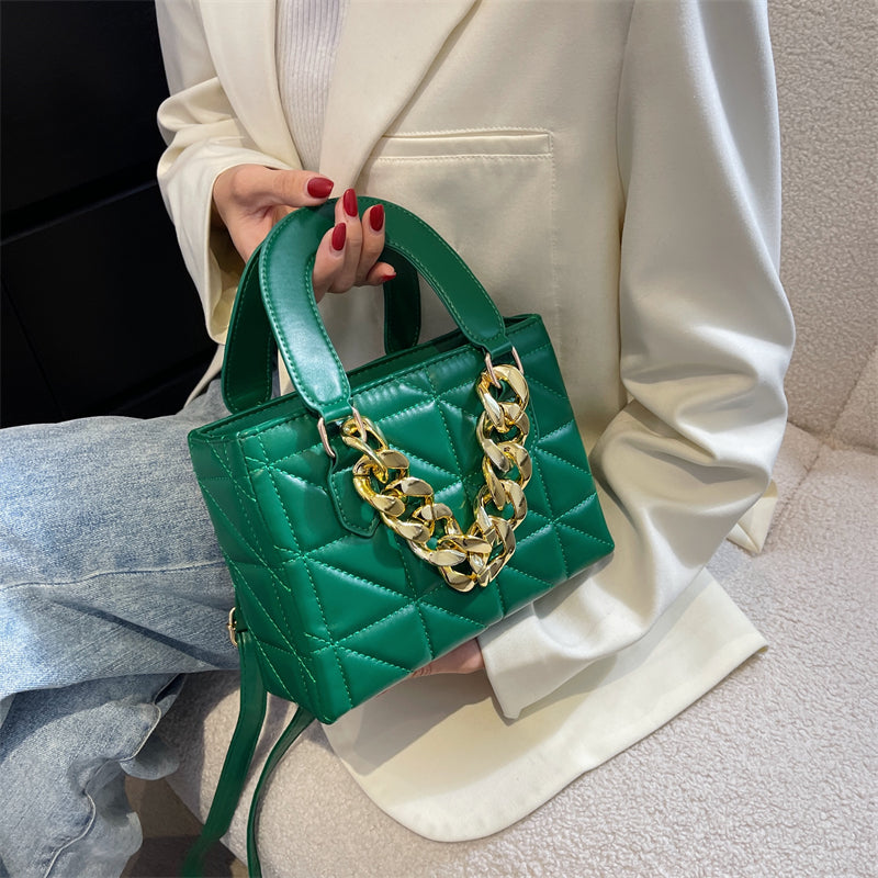 Korean Small PU Leather Shoulder Bag 2022 In Trendy Branded Women's Designer Handbag Luxury Quilted Crossbody Bags Kawaii Totes