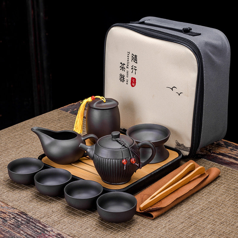 Zisha Travel One Pot Four Cups Portable Tea Set