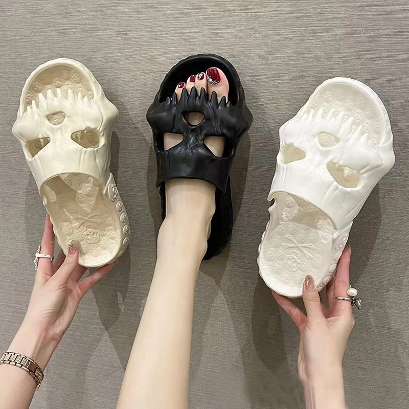 Personalized Skull Design Slippers Bathroom Indoor Outdoor Fun Slides Beach Shoes