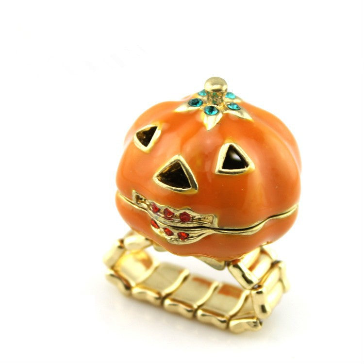 Halloween Pumpkin Ring Christmas Elastic Wire Ring