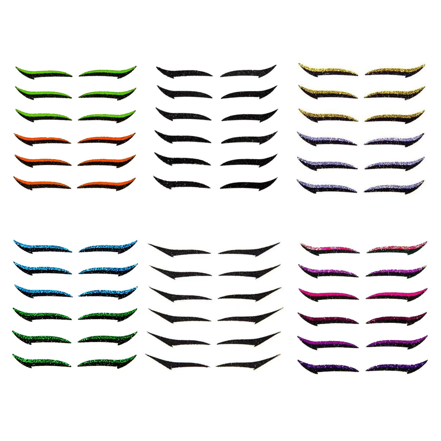 Stickers Reusable Waterproof Self-Adhesive Eyeliner Stickers Glitter Shiny Eyeliner Stickers 7 Colors