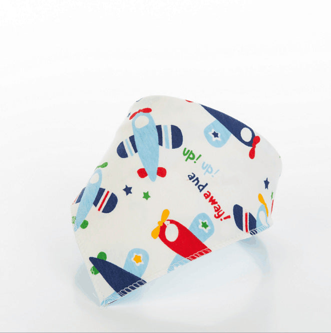 Children's Triangle Towel Baby Bib Saliva Towel Double-layer Cartoon Printing Double-sided Snap
