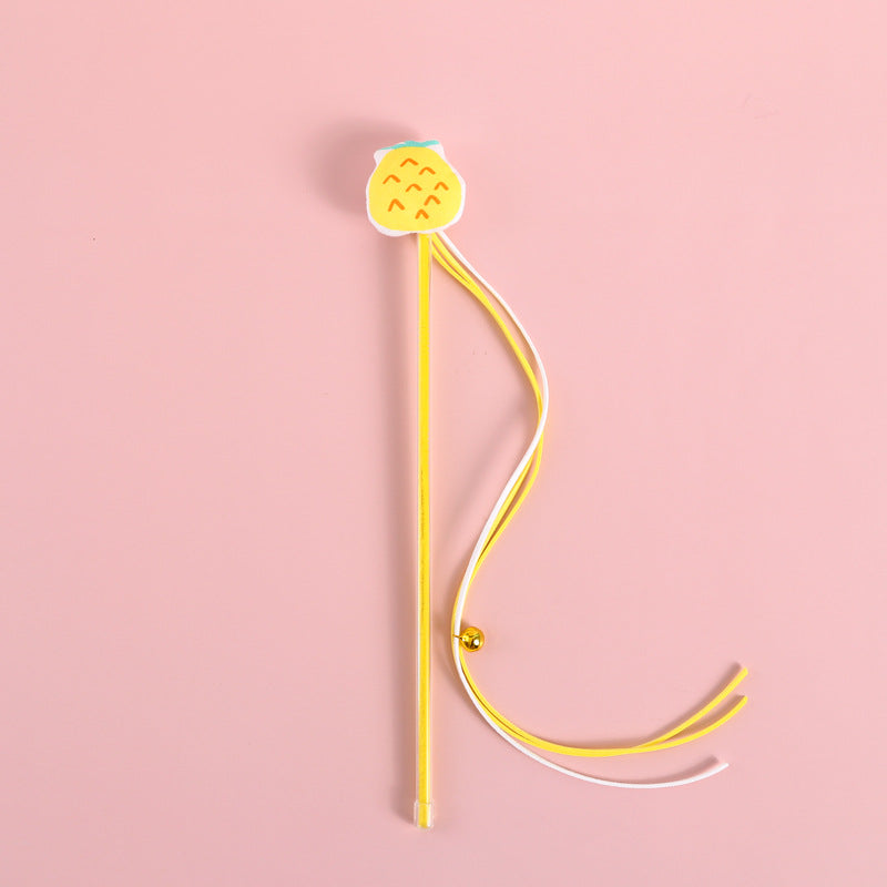 Funny Cat Stick Sounding Bells Tassels Fruit Shapes Relieve Boredom