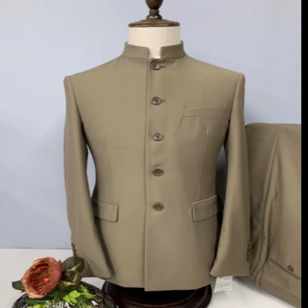 Zhongshan Collar Suit Men's Business Wedding Groom Stand Collar Self-cultivation