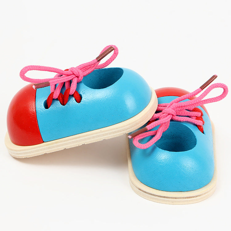 Children's educational wooden shoes laces