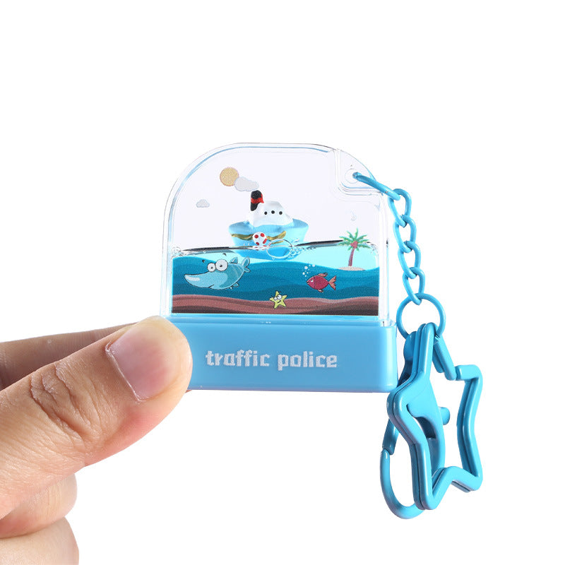 Cartoon Floating Crystal Key Chain Name Seal Custom