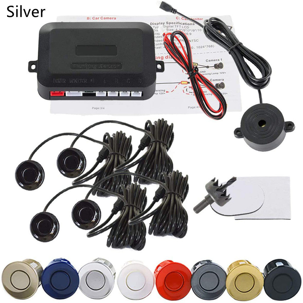 Car LED Crescent Buzzer Parking Sensor 4 Probes