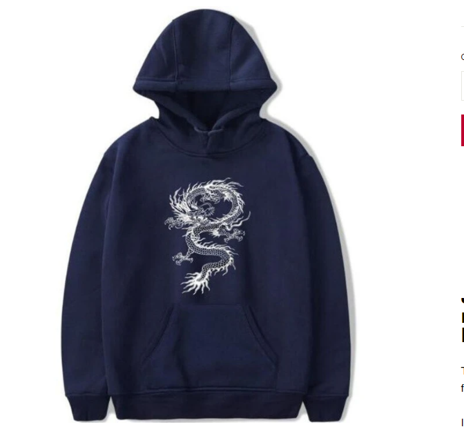 Hoodies Men's Chinese Dragon Print Hoodie Street Casual