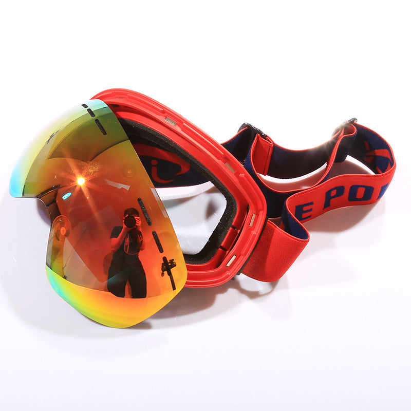 Double layer anti fog men's large spherical ski goggles for goggles