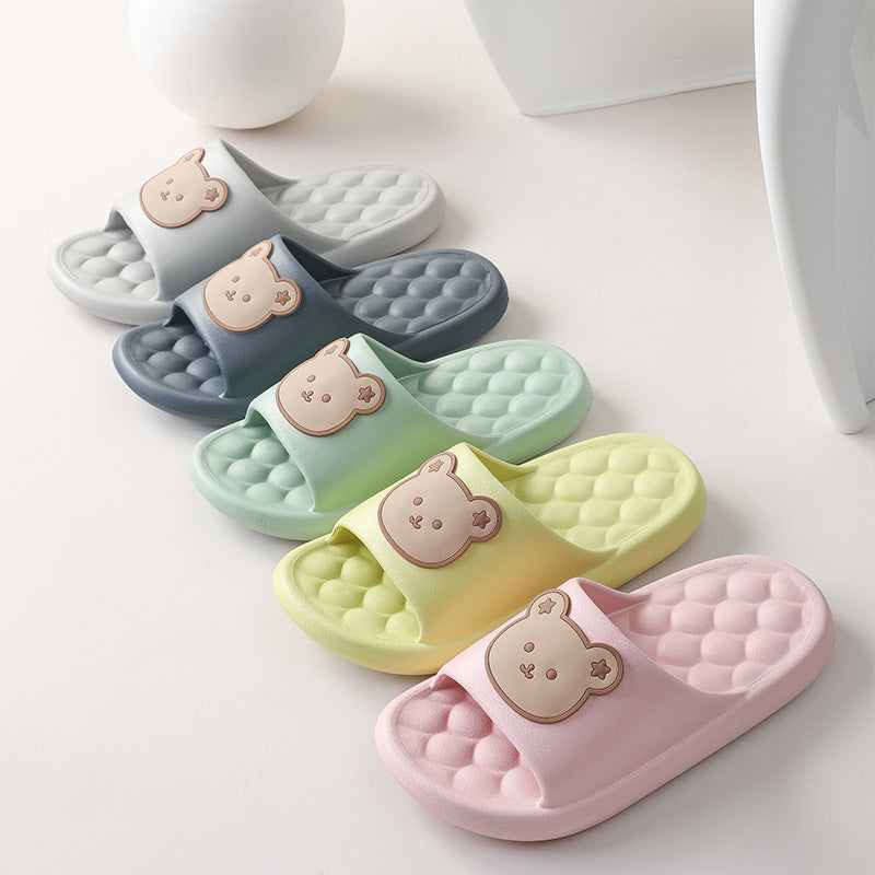 Bear Home Shoes Sole Bubble Design Massage Slippers Soft Bathroom Slippers