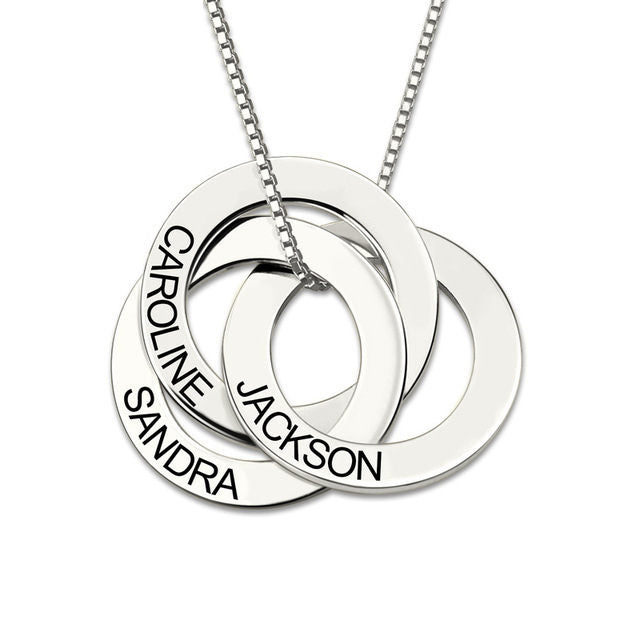 S925 Sterling Silver Jewelry Russian Round with Personalized Name Custom Three-color Necklace