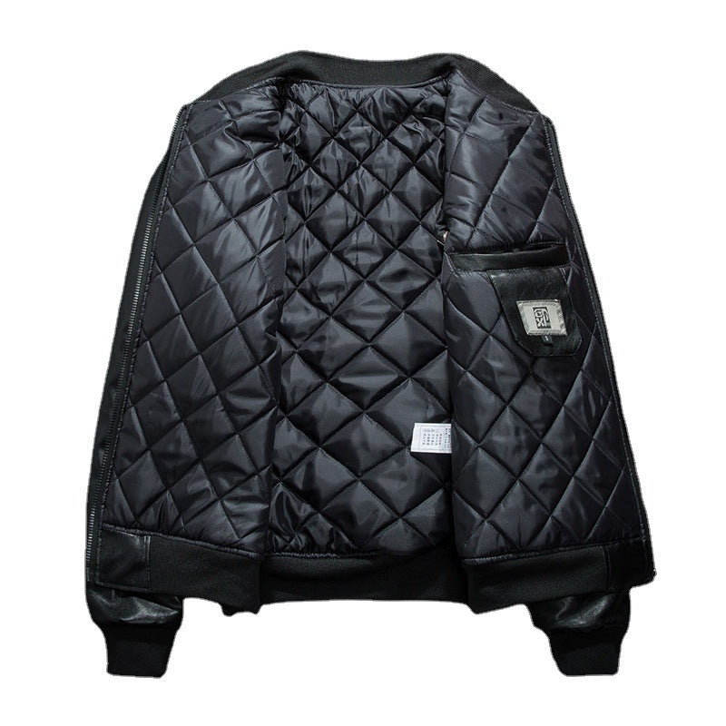 Baseball Collar PU Leather Bomber Couple Jacket