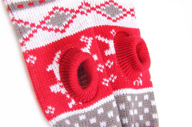 Christmas Print Pet Dog Turtleneck Knitted Sweater