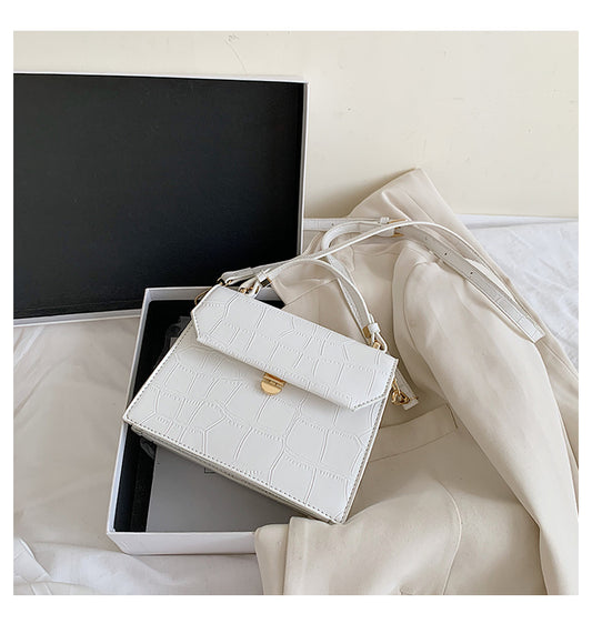 SWDF Stone Patent White Crossbody Bags For Women 2022 Small Handbag Small Bag PU Leather Hand Bag Ladies Designer Evening Bags