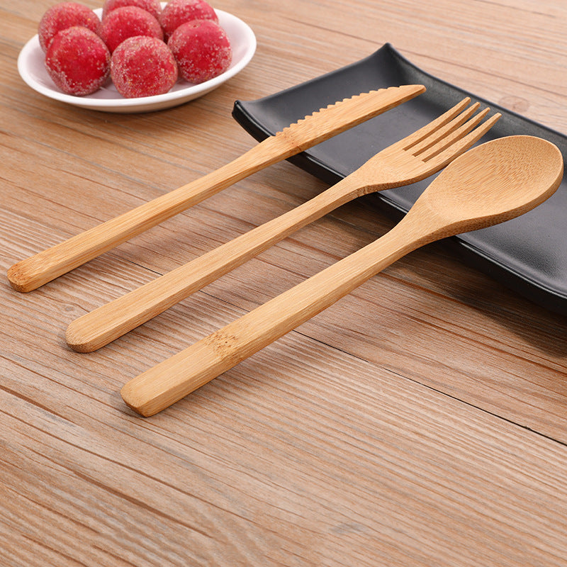 Eco-friendly And Degradable Bamboo Knife Fork And Spoon Set