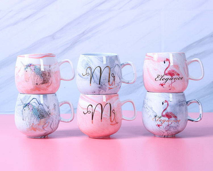 Ins Marble Pattern Couple Ceramic Cup