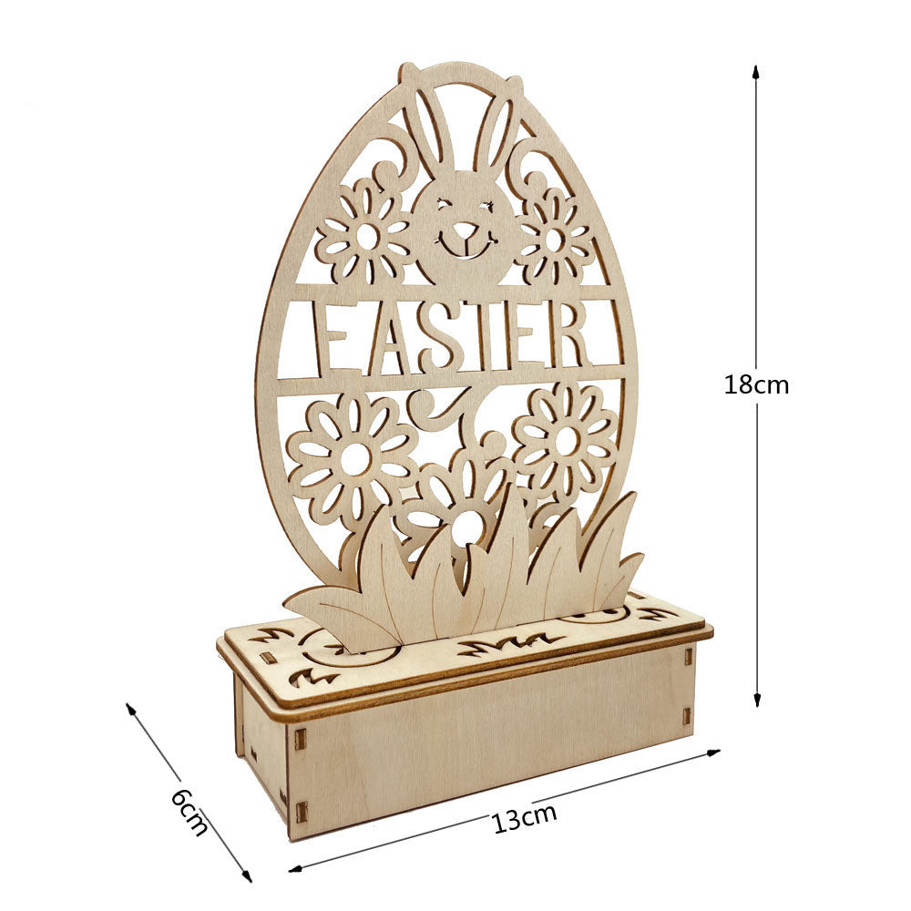 Wooden DIY Egg Shape LED Easter Ornament