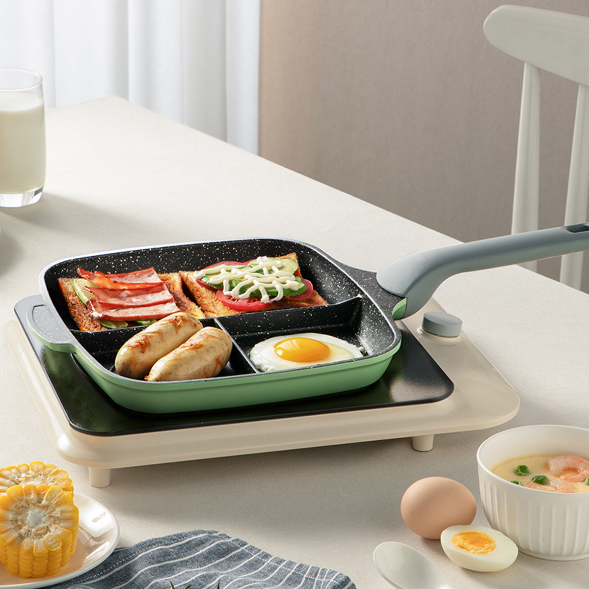 Bamboo Bluestone Breakfast Omelette Pan Induction Cooker Universal