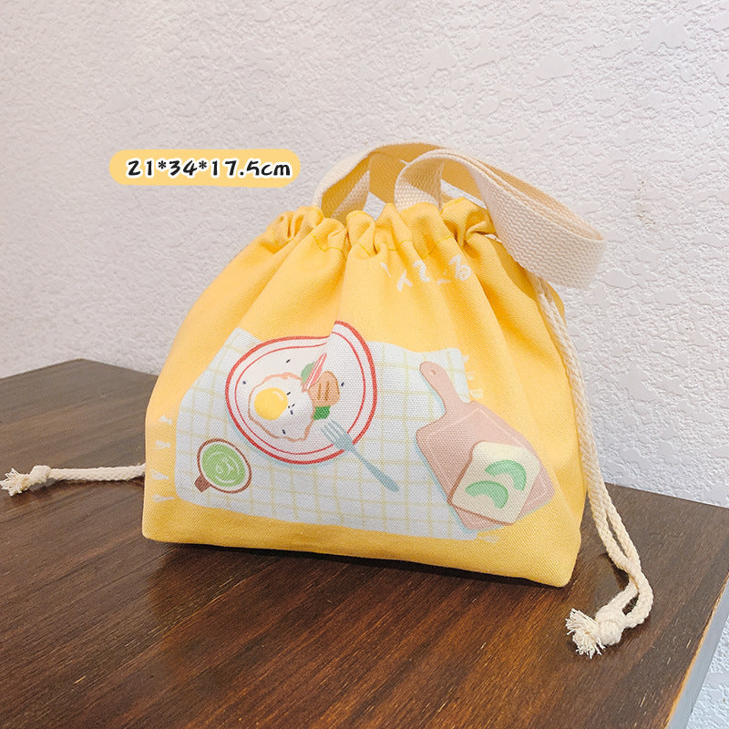 Japanese StyleCreative Large-capacity Canvas Drawstring Lunch Bag