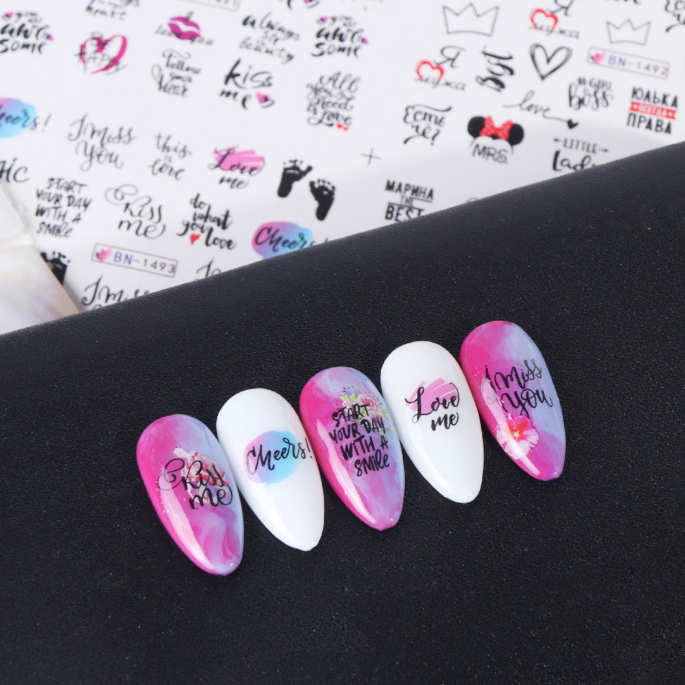 Hot Sale Love Lip Print Letter Nail Sticker