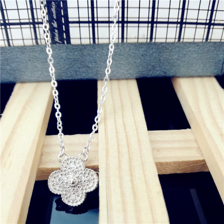 Lucky Four-leaf Clover Full Diamond Necklace Female