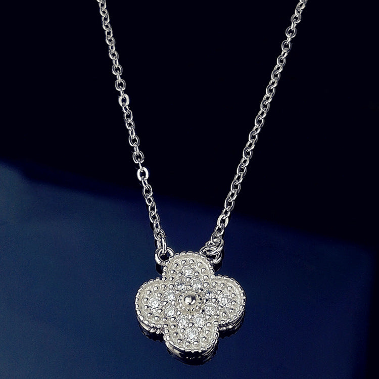 Lucky Four-leaf Clover Full Diamond Necklace Female