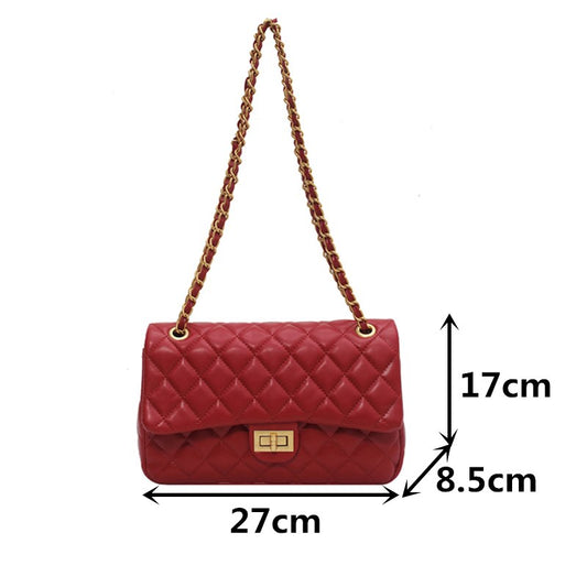 Diamond Lattice Shoulder Handbags For Women Luxury Leather Tote Bag Chain Quilted Crossbody Bag Ladies Plaid Flap Messenger Bags