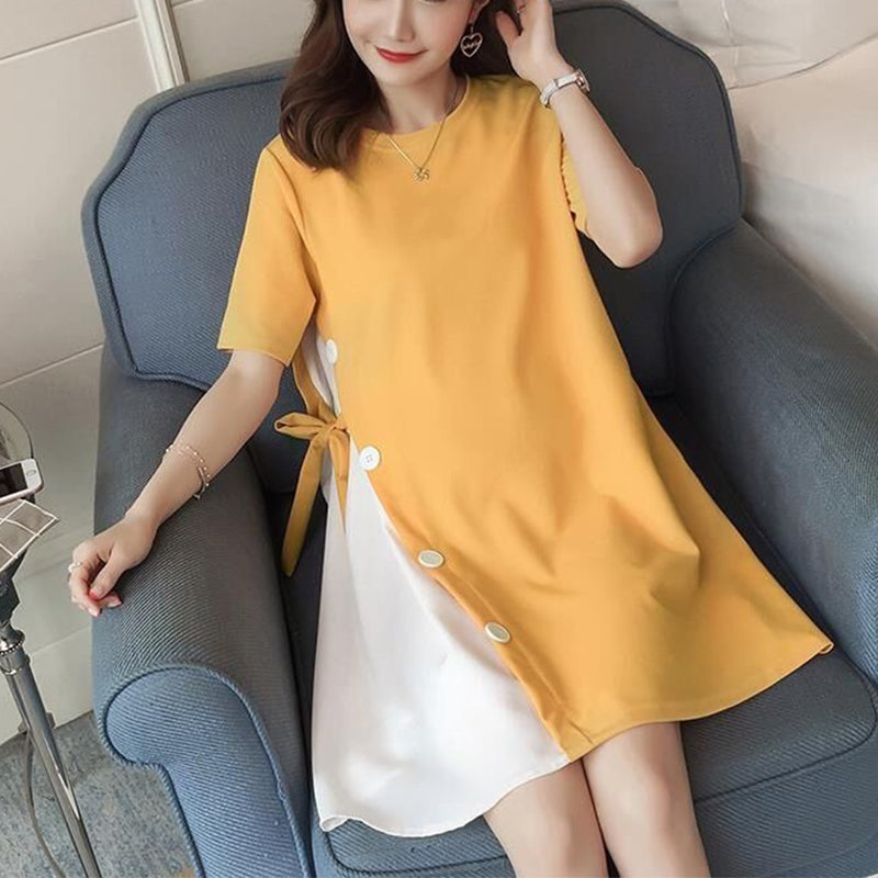 Irregular Splicing Of Fashionable Maternity Dress