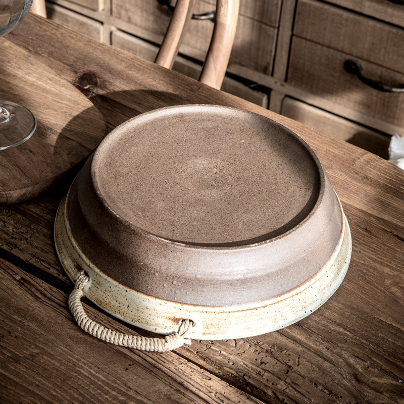 Stoneware Hemp Rope Plate 9inch Large Deep Dish