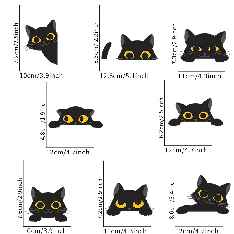 Cartoon Black Kitten Halloween Party Atmosphere Window Glass Decoration Wall Sticker