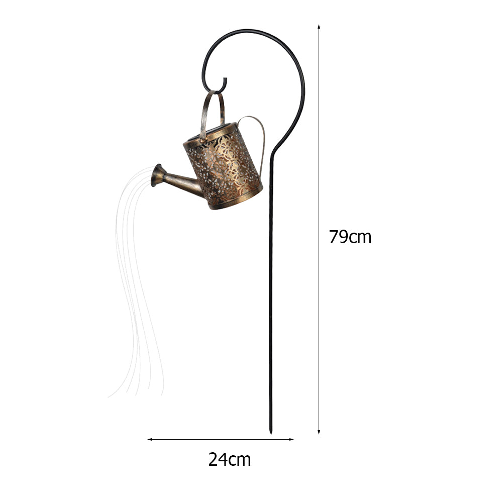 Outdoor Solar Watering Can Ornament Lamp Garden Art Light Decoration Hollow-out Iron Shower LED Lights