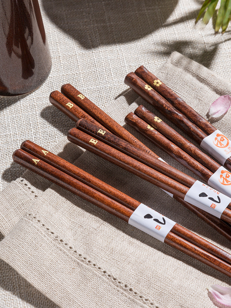 Solid Wood Chopsticks Pointed High-end 5 Pairs Of Creative