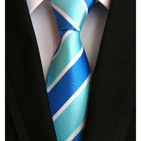 Business Executive Tie Polyester Silk Jacquard Big Stripe Tie