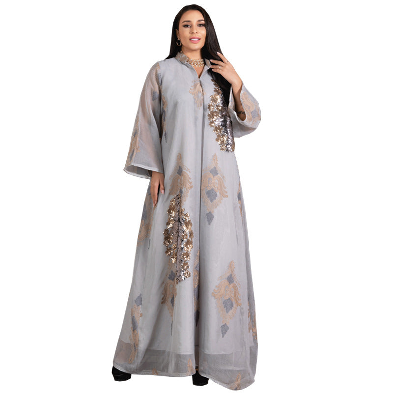 Women's Beaded Embroidered Gauze Dress