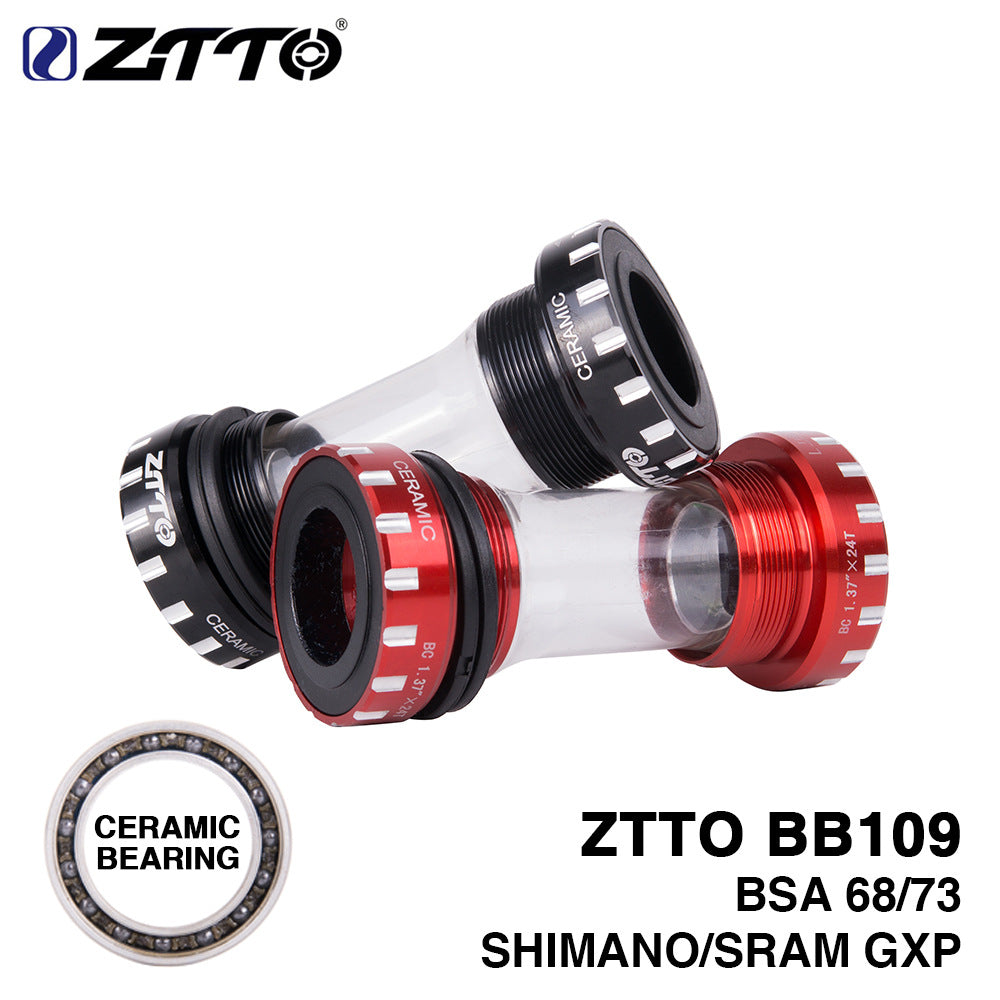 ZTTO Mountain Bike BB Central Axis BB109 Ceramic Perlin Central Axis Press-in Threaded Central Axis