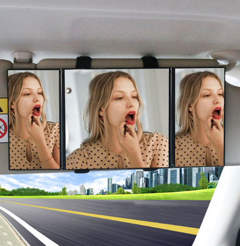 Car sun visor makeup mirror Car interior mirror Car stainless steel thin sun visor decoration