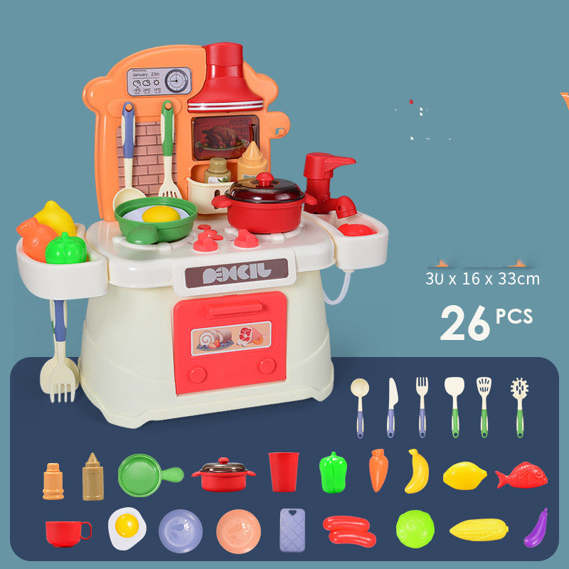 Children's Play House Tableware Table Light and Music Loop Water Cooking Girl Simulation Kitchen Toy Set