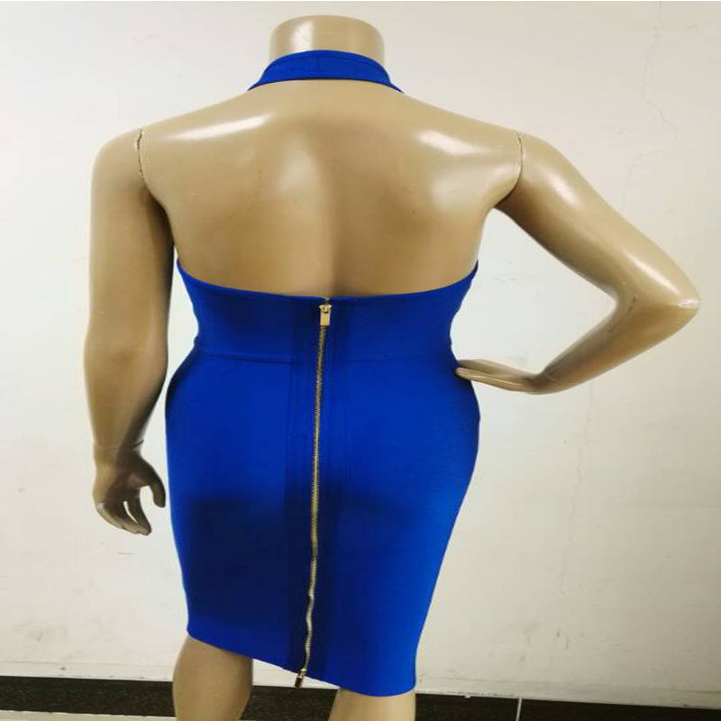 Manufacturers wholesale custom Ladies Sexy backless halter and slim slim package hip dress bandage dress