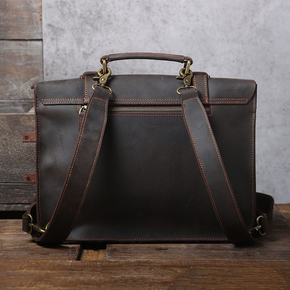 Simple First Layer Cowhide Backpack Briefcase Men And Women Leather Shoulder Messenger Bag