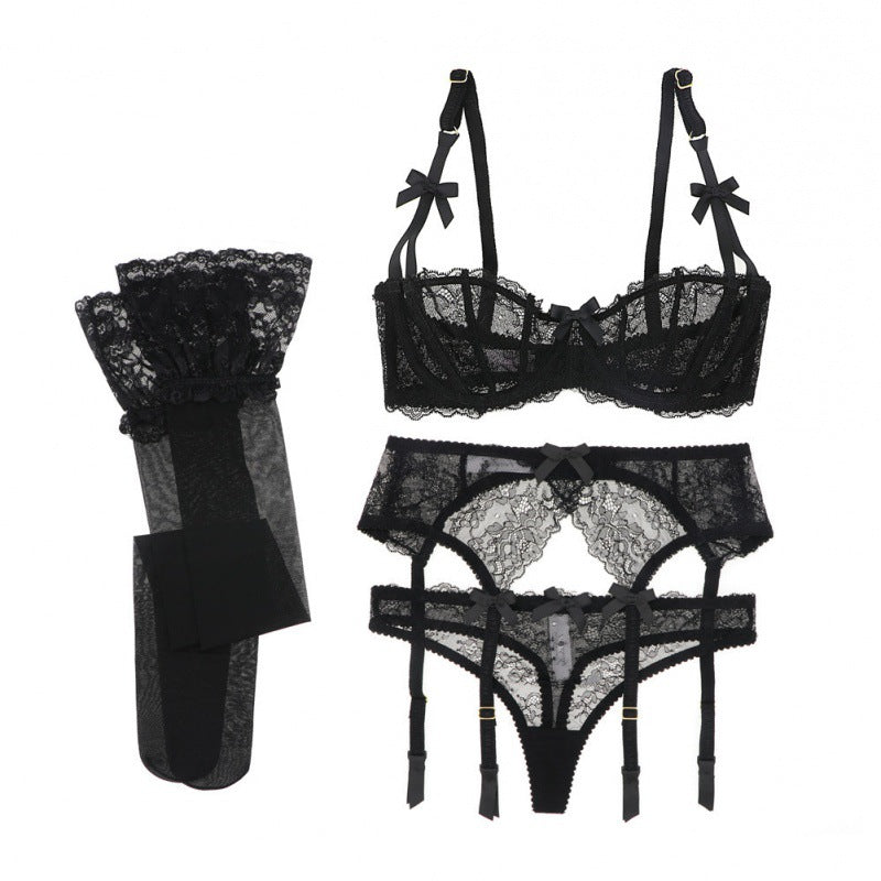 Half Cup Lace Bra Set Women