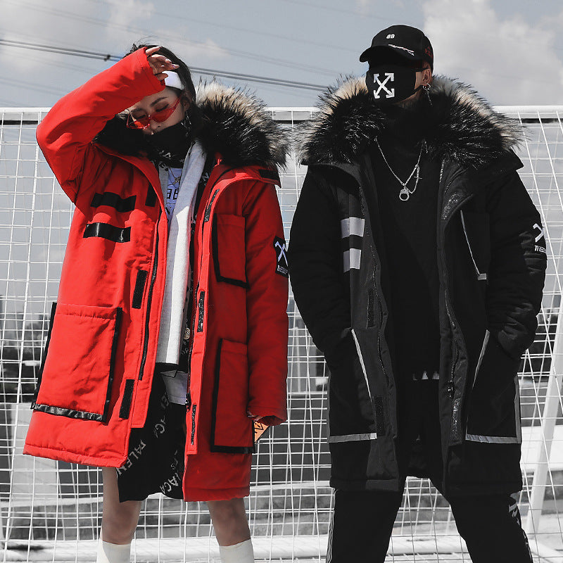 Winter new style national tide couples long casual cotton coat