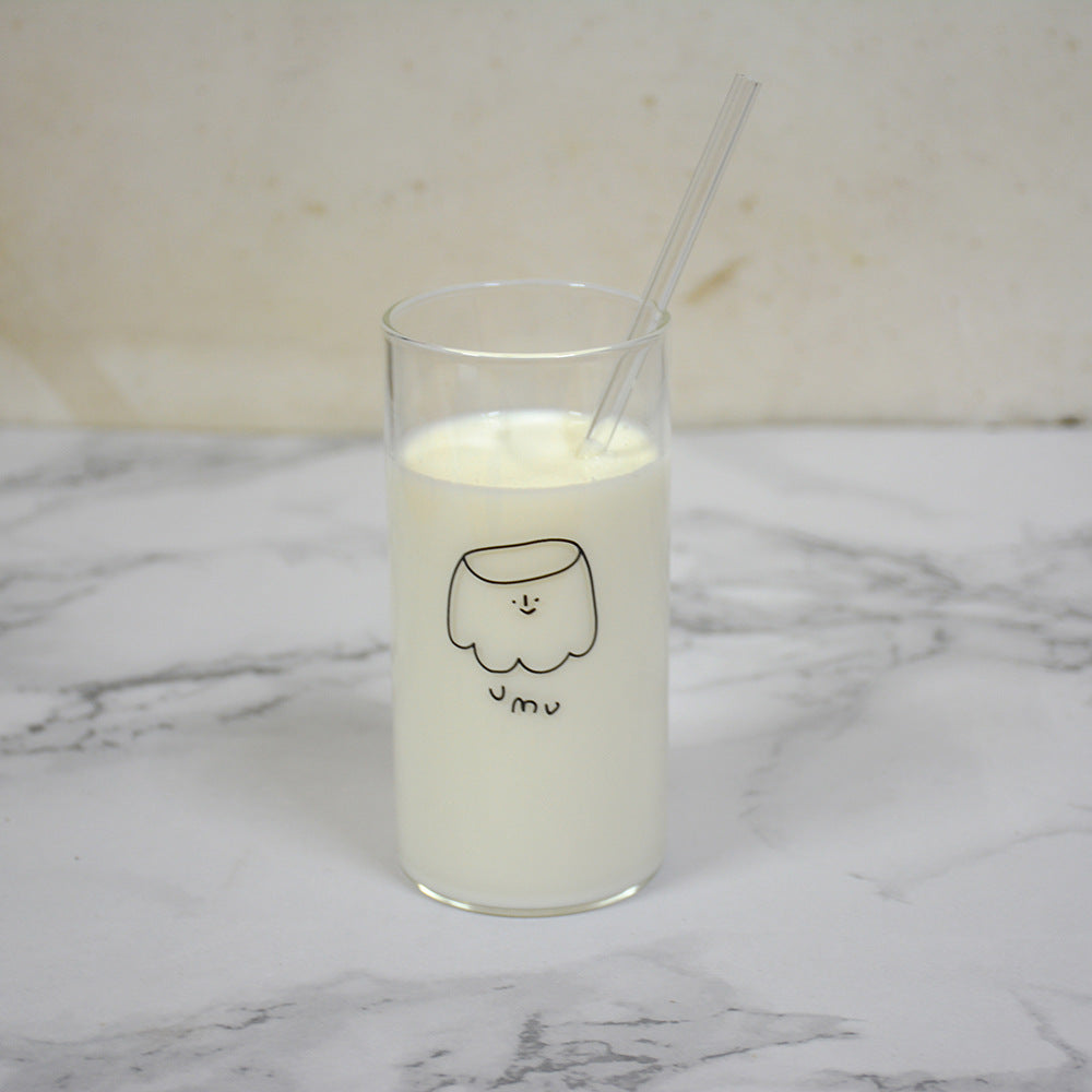 High Borosilicate Heat-resistant Glass Milk With Straw Girl Heart