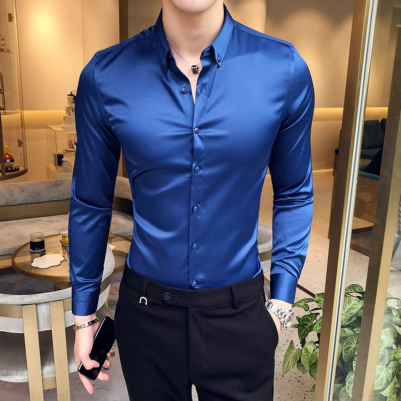 Men's British casual long sleeve shirt